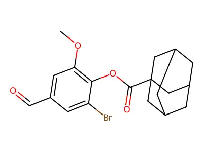 2-Bromo-4-formyl-6-methoxyphenyl adamantane-1-carboxylate structure