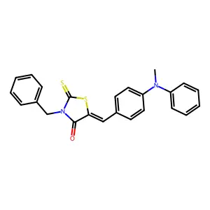 (5E)-3-benzyl-5-{4-[methyl(phenyl)amino]benzylidene}-2-thioxo-1,3-thiazolidin-4-one structure