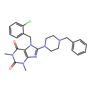 8-(4-benzylpiperazin-1-yl)-7-[(2-chlorophenyl)methyl]-1,3-dimethyl-2,3,6,7-tetrahydro-1H-purine-2,6-dione structure