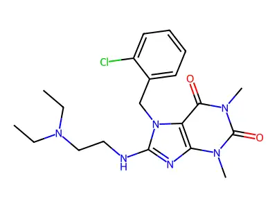 7-(2-chlorobenzyl)-8-{[2-(diethylamino)ethyl]amino}-1,3-dimethyl-3,7-dihydro-1H-purine-2,6-dione structure