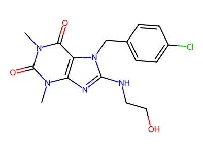 7-(4-CL-Benzyl)-8-((2-HO-ET)amino)-1,3-dimethyl-3,7-dihydro-1H-purine-2,6-dione structure