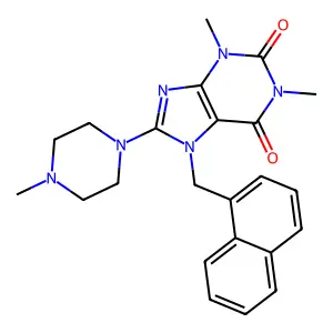 1,3-DI-ME-8(4-ME-1-Piperazinyl)7-(1-naphthyl-ME)-3,7-dihydro-1H-purine-2,6-dione structure