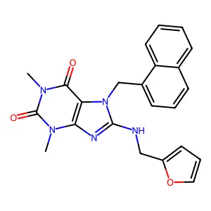 8-[(2-furylmethyl)amino]-1,3-dimethyl-7-(1-naphthylmethyl)-3,7-dihydro-1H-purine-2,6-dione structure
