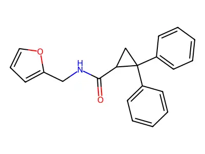 N-(furan-2-ylmethyl)-2,2-diphenylcyclopropane-1-carboxamide structure