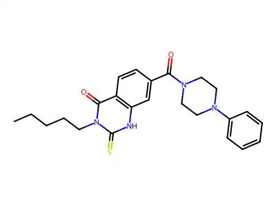 3-pentyl-7-(4-phenylpiperazine-1-carbonyl)-2-sulfanylidene-1H-quinazolin-4-one structure