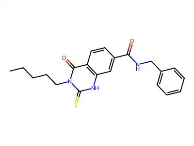 N-benzyl-4-oxo-3-pentyl-2-sulfanylidene-1H-quinazoline-7-carboxamide structure