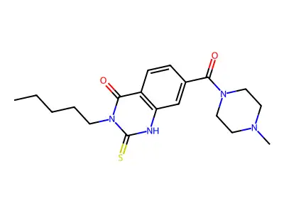 7-(4-methylpiperazine-1-carbonyl)-3-pentyl-2-sulfanylidene-1H-quinazolin-4-one structure