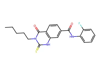 N-(2-fluorophenyl)-4-oxo-3-pentyl-2-sulfanylidene-1H-quinazoline-7-carboxamide structure