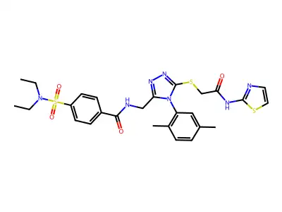 4-(diethylsulfamoyl)-N-{[4-(2,5-dimethylphenyl)-5-({[(1,3-thiazol-2-yl)carbamoyl]methyl}sulfanyl)-4H-1,2,4-triazol-3-yl]methyl}benzamide structure