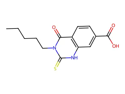 4-Oxo-3-pentyl-2-thioxo-1,2,3,4-tetrahydroquinazoline-7-carboxylic acid structure