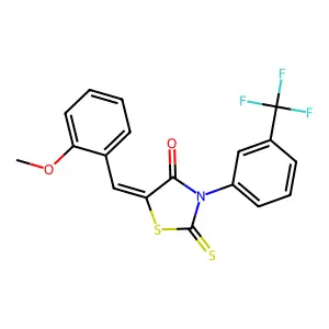 (Z)-5-(2-methoxybenzylidene)-2-thioxo-3-(3-(trifluoromethyl)phenyl)thiazolidin-4-one structure