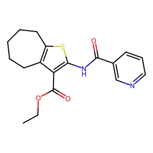 ethyl 2-(nicotinamido)-5,6,7,8-tetrahydro-4H-cyclohepta[b]thiophene-3-carboxylate structure