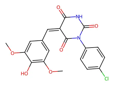 (5Z)-1-(4-chlorophenyl)-5-[(4-hydroxy-3,5-dimethoxyphenyl)methylidene]-1,3-diazinane-2,4,6-trione structure
