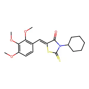 (5E)-3-cyclohexyl-2-sulfanylidene-5-[(2,3,4-trimethoxyphenyl)methylidene]-1,3-thiazolidin-4-one structure