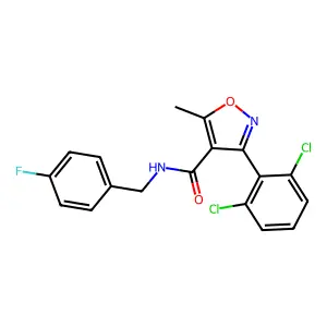3-(2,6-dichlorophenyl)-N-[(4-fluorophenyl)methyl]-5-methyl-1,2-oxazole-4-carboxamide structure