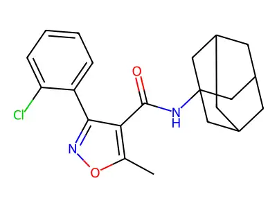 N-(1-adamantyl)-3-(2-chlorophenyl)-5-methyl-1,2-oxazole-4-carboxamide structure