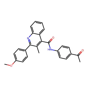 N-(4-acetylphenyl)-2-(4-methoxyphenyl)-3-methylquinoline-4-carboxamide structure