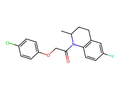 2-(4-chlorophenoxy)-1-(6-fluoro-2-methyl-3,4-dihydro-2H-quinolin-1-yl)ethanone structure
