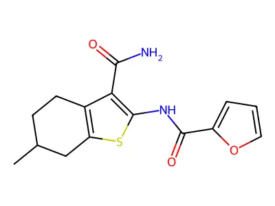 N-(3-carbamoyl-6-methyl-4,5,6,7-tetrahydro-1-benzothiophen-2-yl)furan-2-carboxamide structure