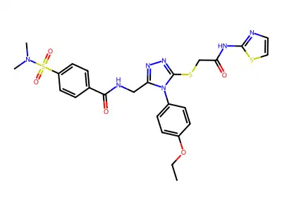 4-(dimethylsulfamoyl)-N-{[4-(4-ethoxyphenyl)-5-({[(1,3-thiazol-2-yl)carbamoyl]methyl}sulfanyl)-4H-1,2,4-triazol-3-yl]methyl}benzamide structure