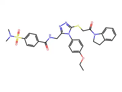 4-(N,N-dimethylsulfamoyl)-N-((4-(4-ethoxyphenyl)-5-((2-(indolin-1-yl)-2-oxoethyl)thio)-4H-1,2,4-triazol-3-yl)methyl)benzamide structure