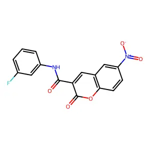 N-(3-fluorophenyl)-6-nitro-2-oxo-2H-chromene-3-carboxamide structure