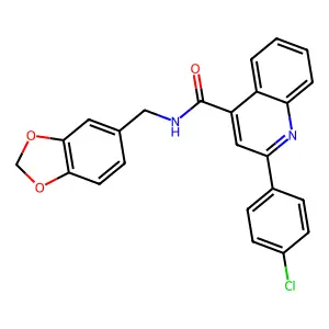 N-(1,3-benzodioxol-5-ylmethyl)-2-(4-chlorophenyl)quinoline-4-carboxamide structure