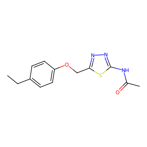 N-{5-[(4-ethylphenoxy)methyl]-1,3,4-thiadiazol-2-yl}acetamide structure