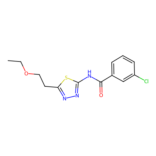 3-chloro-N-[5-(2-ethoxyethyl)-1,3,4-thiadiazol-2-yl]benzamide structure
