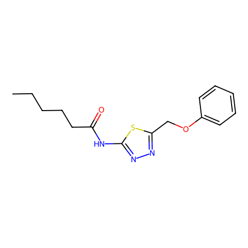 N-[5-(phenoxymethyl)-1,3,4-thiadiazol-2-yl]hexanamide structure