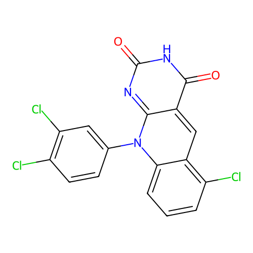 6-chloro-10-(3,4-dichlorophenyl)pyrimido[4,5-b]quinoline-2,4(3H,10H)-dione structure