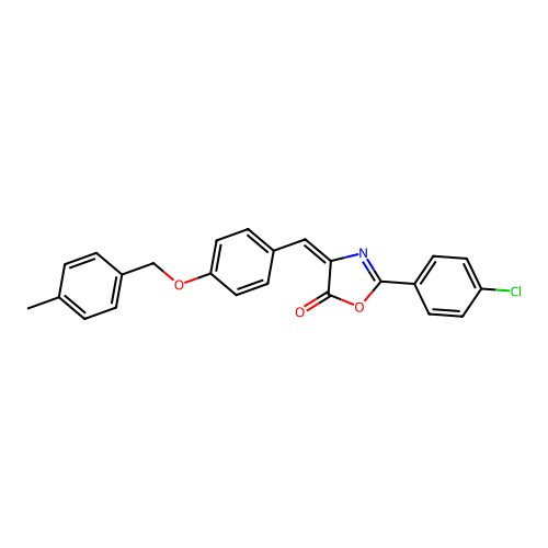 (E)-2-(4-chlorophenyl)-4-(4-((4-methylbenzyl)oxy)benzylidene)oxazol-5(4H)-one structure