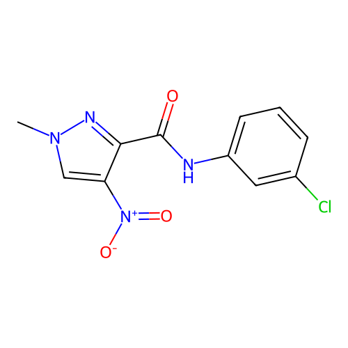 N-(3-chlorophenyl)-1-methyl-4-nitro-1H-pyrazole-3-carboxamide structure
