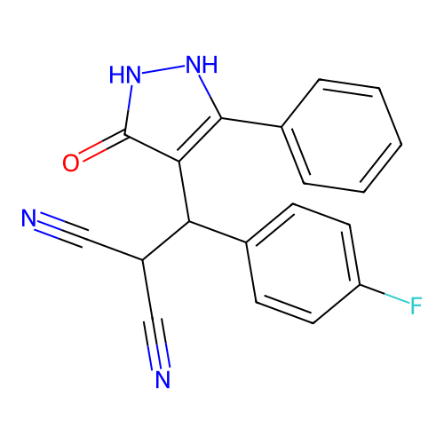 [(4-fluorophenyl)(5-hydroxy-3-phenyl-1H-pyrazol-4-yl)methyl]propanedinitrile structure