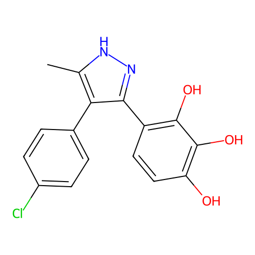 4-[4-(4-chlorophenyl)-5-methyl-1H-pyrazol-3-yl]benzene-1,2,3-triol structure