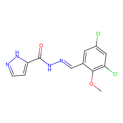 N'-(3,5-Dichloro-2-methoxybenzylidene)-1H-pyrazole-5-carbohydrazide structure