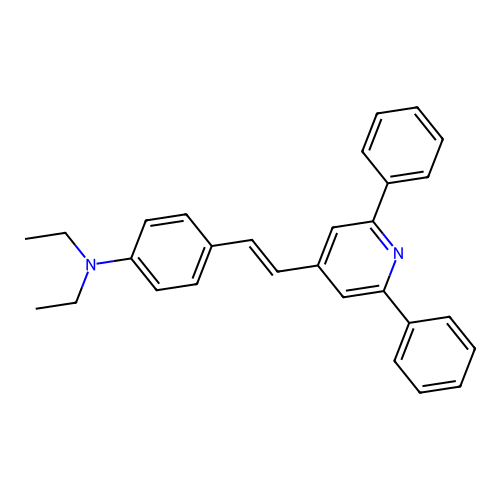 4-[(E)-2-(2,6-diphenylpyridin-4-yl)ethenyl]-N,N-diethylaniline structure