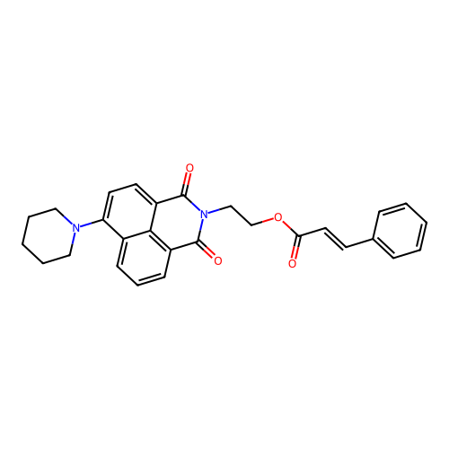 2-(1,3-dioxo-6-(piperidin-1-yl)-1H-benzo[de]isoquinolin-2(3H)-yl)ethyl cinnamate structure