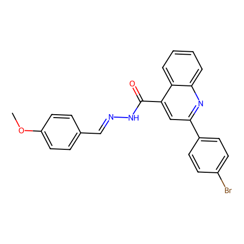 (E)-2-(4-bromophenyl)-N'-(4-methoxybenzylidene)quinoline-4-carbohydrazide structure
