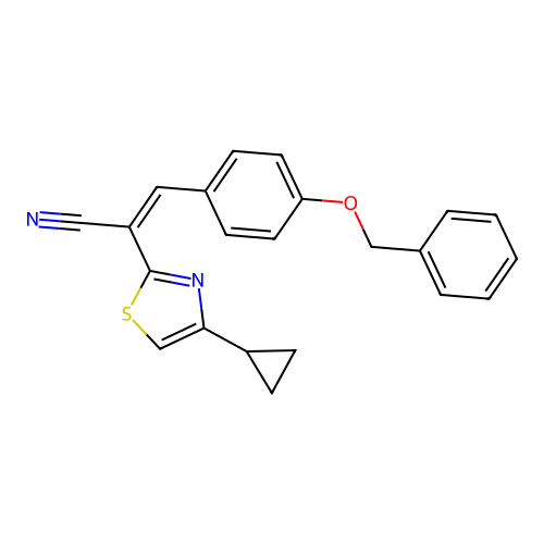 (Z)-3-(4-(benzyloxy)phenyl)-2-(4-cyclopropylthiazol-2-yl)acrylonitrile structure