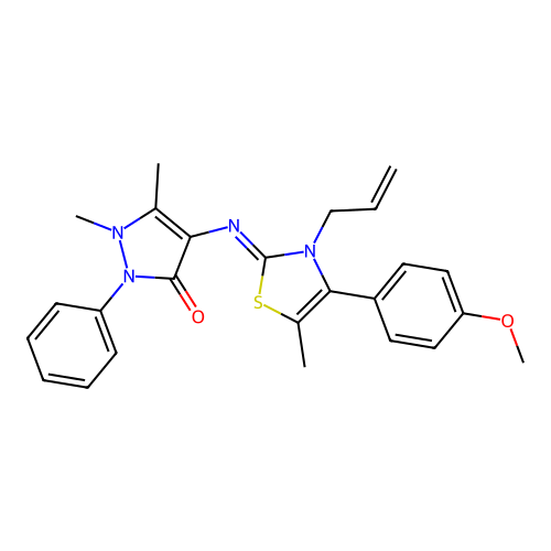 (Z)-4-((3-allyl-4-(4-methoxyphenyl)-5-methylthiazol-2(3H)-ylidene)amino)-1,5-dimethyl-2-phenyl-1H-pyrazol-3(2H)-one structure