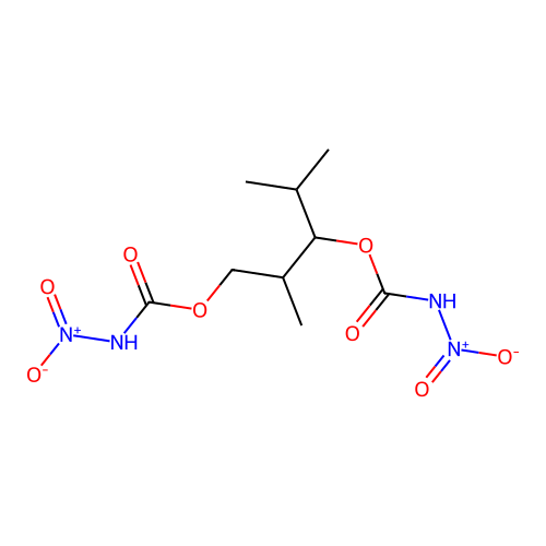 1,3-Propanediol, 2-methyl-2-propyl-, bis(nitrocarbamate) structure