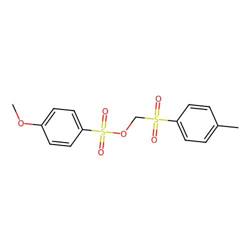Benzenesulfonic acid, 4-methoxy-, [(4-methylphenyl)sulfonyl]methyl ester structure