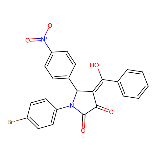 1-(4-bromophenyl)-4-(hydroxy-phenyl-methylidene)-5-(4-nitrophenyl)pyrrolidine-2,3-dione structure