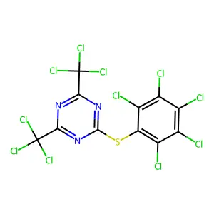 2-(2,3,4,5,6-Pentachlorophenyl)sulfanyl-4,6-bis(trichloromethyl)-1,3,5-triazine structure