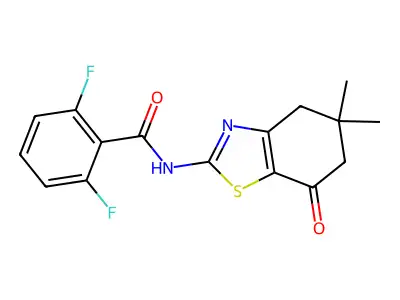 N-(5,5-dimethyl-7-oxo-4,6-dihydro-1,3-benzothiazol-2-yl)-2,6-difluorobenzamide structure