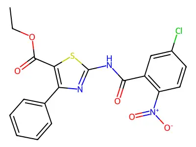Ethyl 2-[(5-chloro-2-nitrobenzoyl)amino]-4-phenyl-1,3-thiazole-5-carboxylate structure