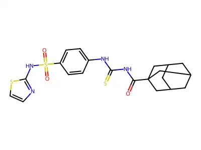 adamantanyl-N-[({4-[(1,3-thiazol-2-ylamino)sulfonyl]phenyl}amino)thioxomethyl] carboxamide structure
