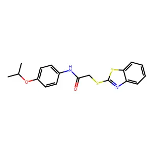 2-(1,3-benzothiazol-2-ylsulfanyl)-N-(4-propan-2-yloxyphenyl)acetamide structure