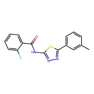 2-fluoro-N-[5-(3-methylphenyl)-1,3,4-thiadiazol-2-yl]benzamide structure